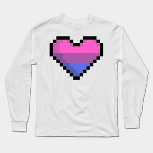 Pixel Bisexual Flag Heart Long Sleeve T-Shirt